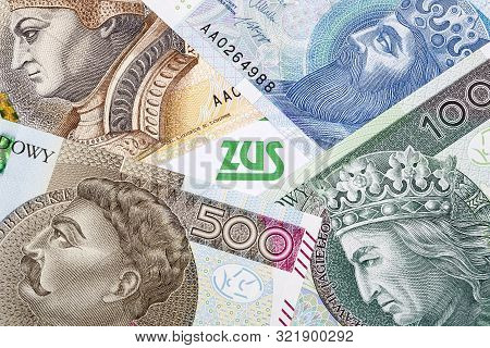 Polish Insurance Documents On A Background Of Banknotes