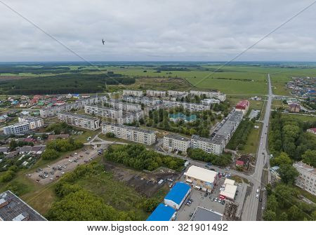 Sukhoy Log City. Aerial, Summer, Cloudy Day