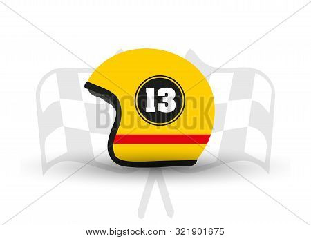 Yellow Motorcycle Helmet Vector Illustration Isolated On White Background