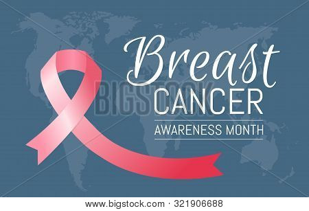 Breast Cancer Awareness Month Horizontal Poster. Vector Illustration Template