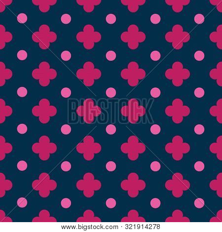 Clover And Polka Dot Shapes Seamless Vector Pattern