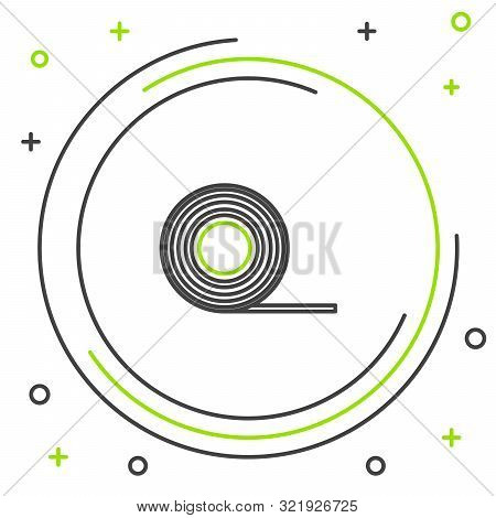 Black And Green Line Scotch Icon Isolated On White Background. Roll Of Adhesive Tape For Work And Re