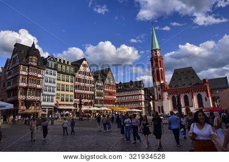 Frankfurt Am Main, Germany, August 2019. The Römerberg