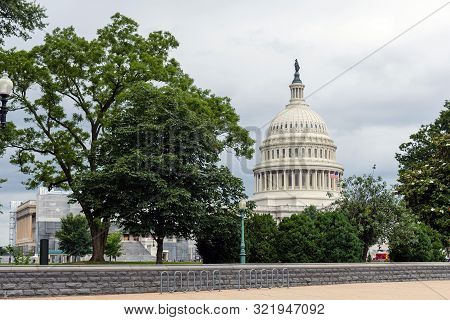 Washington Dc, Usa - June 9, 2019: Us Capitol Building In Washington Dc. View From First Street.