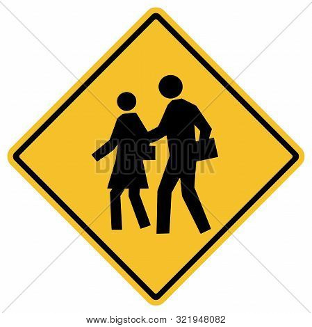 Traffic Sign- School Zone Warning Board. Great For Icon,sign,symbol,logo,sticker Etc.