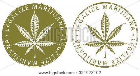Vector Banner For Legalize Marijuana With Cannabis Leaf. Natural Product Of Organic Hemp. Smoke Weed