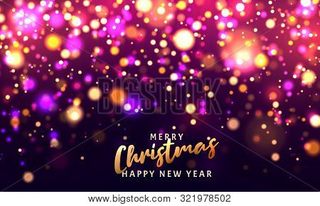 Christmas Light Vector Background. Happy Hew 2020 Year. Sparkling Magical Dust Particles. Xmas Card.