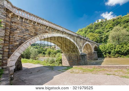View Of The Bridge Over Yantra River In Veliko Tarnovo (bulgaria)