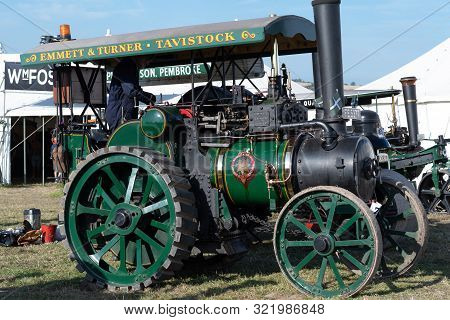 Blandford Forum.dorset.united Kingdom.august 24th 2019.a Restored Traction Engine Is On Display At T