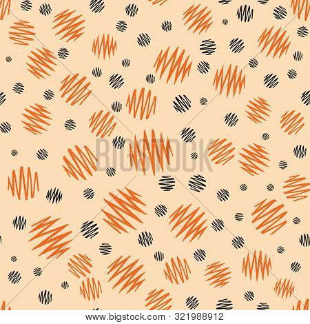 Halloween Holiday Design With Orange And Black Grunge Abstract Round Elements.