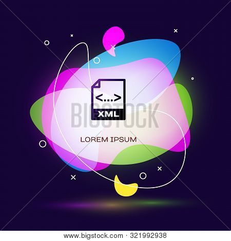Black Xml File Document. Download Xml Button Icon Isolated On Dark Blue Background. Xml File Symbol.