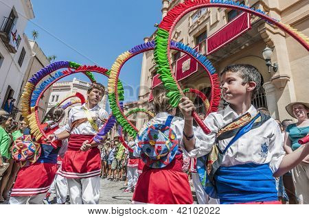 Bolden De Cercolets på Festa Major i Sitges, Spanien