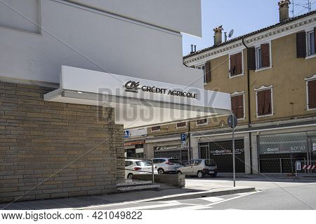 Palmanova, Italy. May 18, 2021.  The Branch Of The Credit Agricole Bank In An Italian Town.