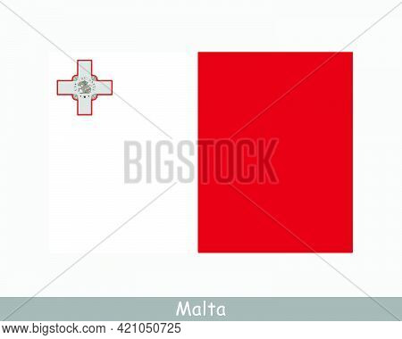 National Flag Of Malta. Maltese Country Flag. Republic Of Malta Detailed Banner. Eps Vector Illustra