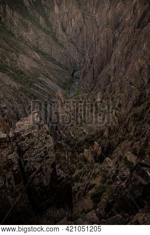 Erosion Fades Into The Black Canyon Of The Gunnison From Dizzying Overlook
