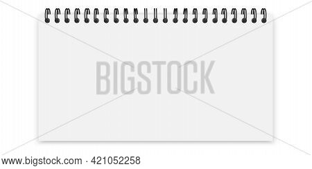 Realistic White Notepad. White Notebook Mockup Isolated. Business Concept. Stock Image. Vector Illus
