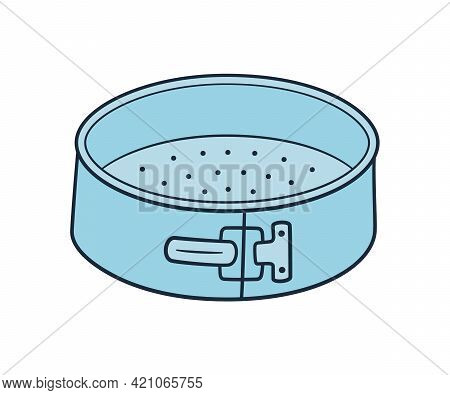 Detachable Baking Dish In Circle Shape With Removable Bottom. Hand Rawn Non-stick Sponge Cake Pan. V