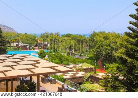 Beldibi, Kemer, Antalya, Turkey - May 11, 2021: The Territory Of The Rixos Beldibi Hotel