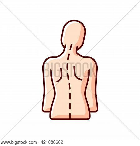 Spinal Abnormalities Rgb Color Icon. Head Tilt. Thoracic Scoliosis. Muscle Weakness. Scoliotic Curve