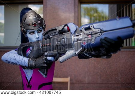 Kiev, Ukraine - May 20, 2018: Comic Con, An Annual Festival Of Geek Culture In Kiev, Ukraine. Cospla