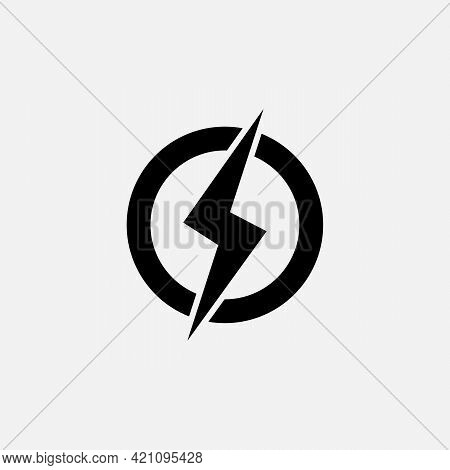 Lightning, Electric Power. Vector Energy And Thunder Icon On White Background