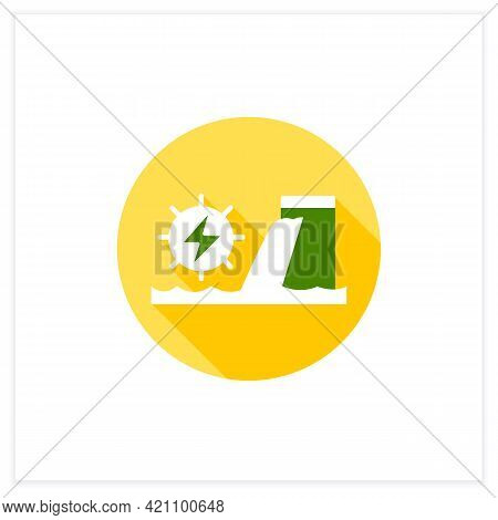 Hydroelectric Power Flat Icon.harnesses Water Power. Waterfall Energy Generates Electricity. Electro