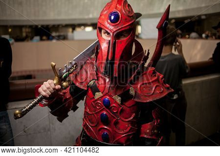 Kiev, Ukraine - May 20, 2018: Comic Con, An Annual Festival Of Geek Culture In Kiev, Ukraine. Cospla