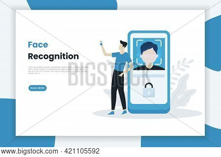 Face Recognition Illustration Concept. This Design Can Be Used For Websites, Landing Pages, Ui, Mobi