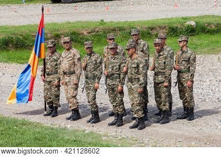 Military Competition Army2018 Platoon Of Soldiers Of The Armenian Armed Forces, With The Flag Of The