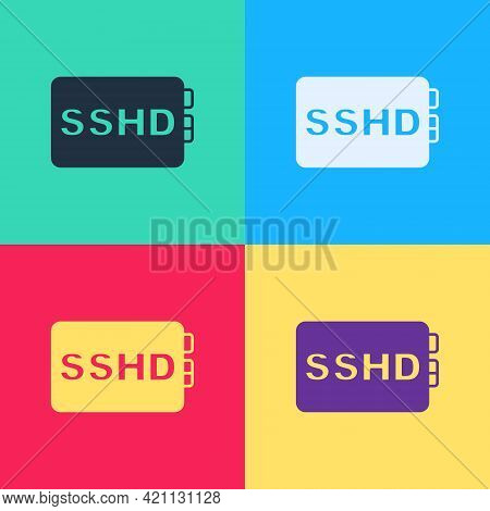 Pop Art Sshd Card Icon Isolated On Color Background. Solid State Drive Sign. Storage Disk Symbol. Ve