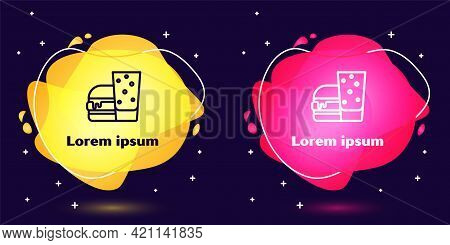 Set Line Burger Icon Isolated On Blue Background. Hamburger Icon. Cheeseburger Sandwich Sign. Fast F