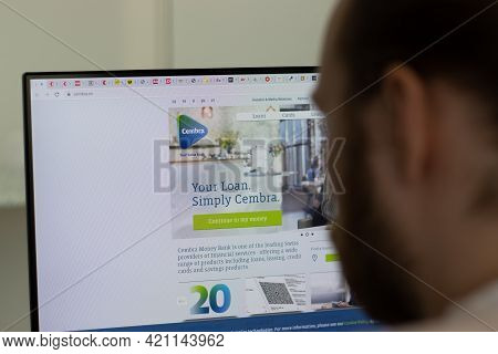 New York, Usa - 1 May 2021: Cembra Money Bank Company Website On Screen, Illustrative Editorial