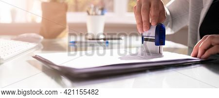 Public Notary Contract Document Stamp In Office