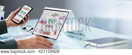Kpi Dashboard Graph Technology On Laptop Screen