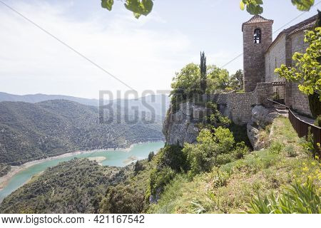 Siurana, Tarragona, Spain, May 1, 2020 - Romanesque Church Of Santa Maria De Siurana. Most Photogeni