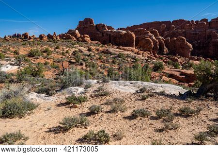 View Of The Firey Furnace In Arches National Park In Utah. This Hiking Area Requires A Permit