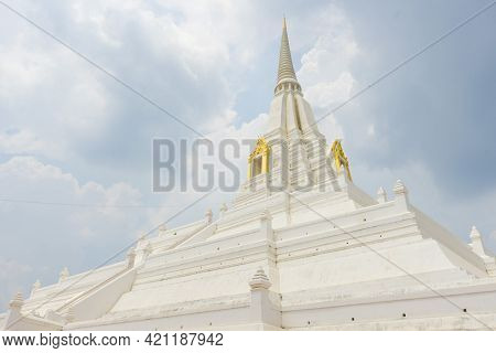 Beautiful Chedi Of Phukhao Thong In Ayutthaya, Thailand.