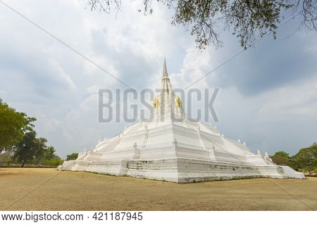 Beautiful Chedi Of Phukhao Thong In Ayutthaya, Thailand.