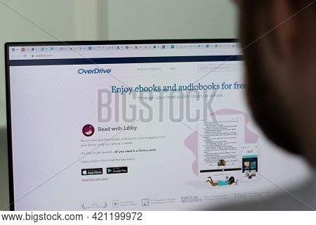 New York, Usa - 1 May 2021: Overdrive Company Website On Screen, Illustrative Editorial