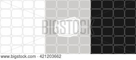 Art Deco Seamless Pattern. Dark Repeating Geometric Textures With Linear Grid. Gray, White And Black