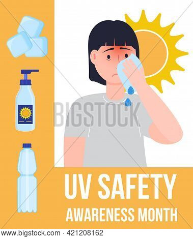 Uv Safety Awareness Month Concept Vector. Healthcare, Medical Event