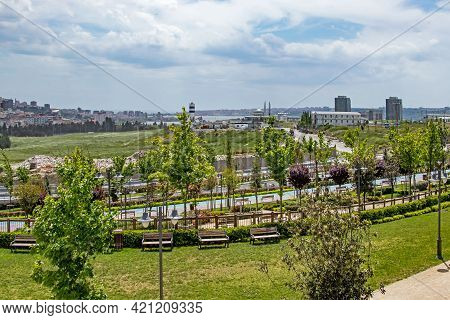 Halkali,istanbul,turkey- May 20,2021.spring View From Halkali Public Park With Its Nature,green Area