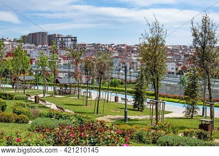 Halkali,istanbul,turkey- May 20,2021.spring View From Halkali Public Park With Its Nature,green Area