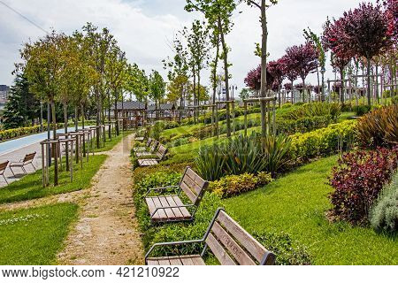 Halkali,istanbul,turkey- May 20,2021.spring View From Halkali Public Park With Its Nature,green Area