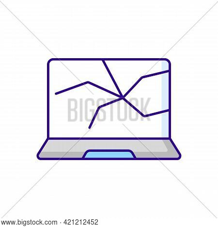 Broken Screen Rgb Color Icon. Cracked Display. Crashed Monitor. Smashed Touch Screen, Electronic Dev