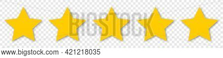 5 Yellow Stars Icon. Customer Feedback Concept. Vector 5 Stars Rating Review. Simple Flat Style With