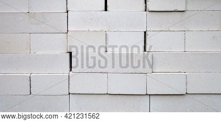 White Bricks Stacked On Top Of Each Other Close-up