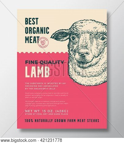 Animal Portrait Organic Meat Abstract Vector Packaging Design Or Label Template. Farm Grown Steaks B