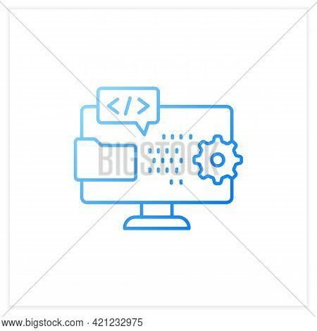 Programming Environment Gradient Icon. Creating New Software. Operation System On Laptop. Digitaliza