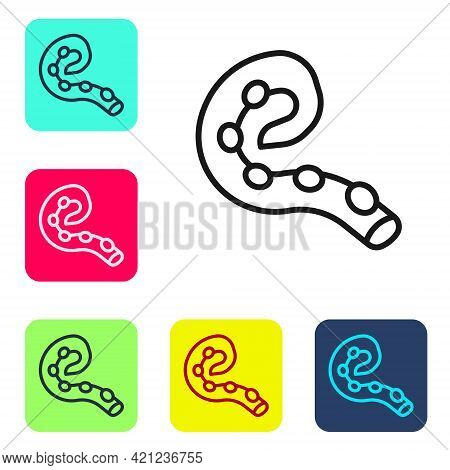 Black Line Octopus Of Tentacle Icon Isolated On White Background. Set Icons In Color Square Buttons.